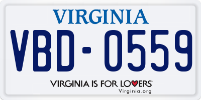 VA license plate VBD0559