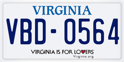 VA license plate VBD0564