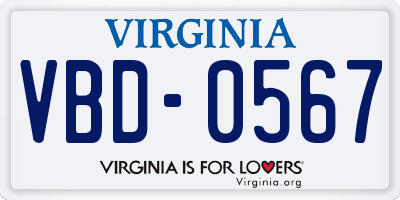 VA license plate VBD0567