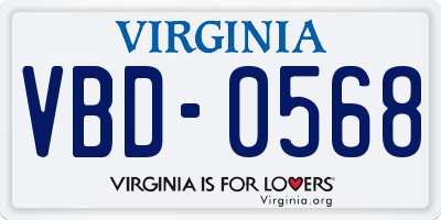VA license plate VBD0568