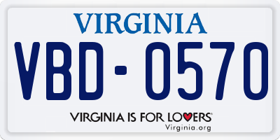 VA license plate VBD0570