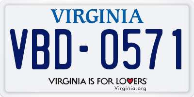 VA license plate VBD0571