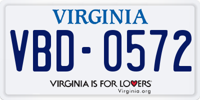 VA license plate VBD0572