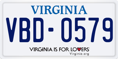 VA license plate VBD0579