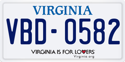 VA license plate VBD0582
