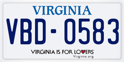 VA license plate VBD0583