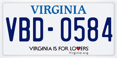 VA license plate VBD0584
