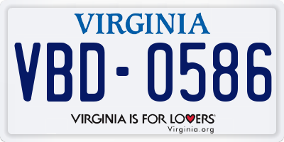 VA license plate VBD0586