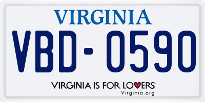 VA license plate VBD0590