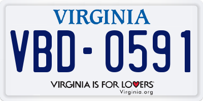VA license plate VBD0591