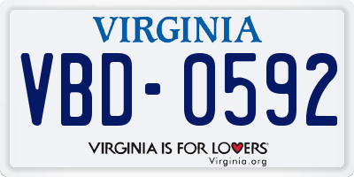 VA license plate VBD0592