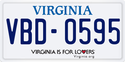 VA license plate VBD0595