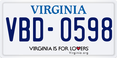 VA license plate VBD0598