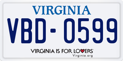 VA license plate VBD0599