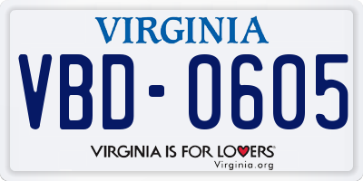VA license plate VBD0605