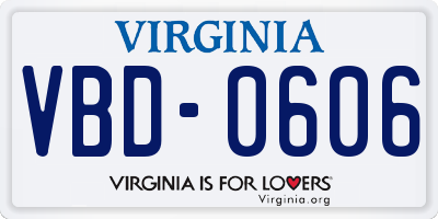 VA license plate VBD0606