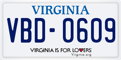 VA license plate VBD0609