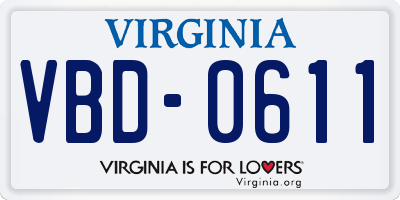 VA license plate VBD0611