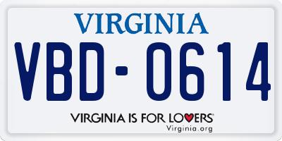 VA license plate VBD0614