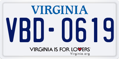 VA license plate VBD0619
