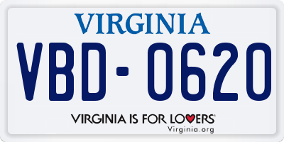VA license plate VBD0620