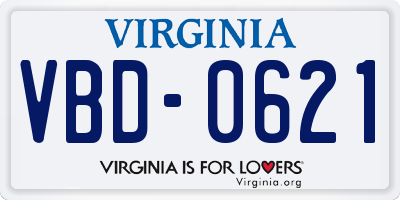 VA license plate VBD0621