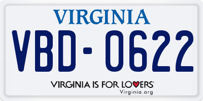 VA license plate VBD0622