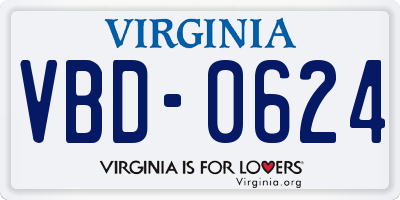 VA license plate VBD0624