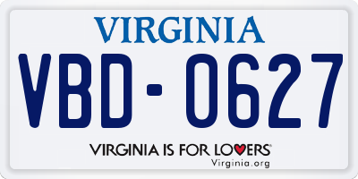 VA license plate VBD0627