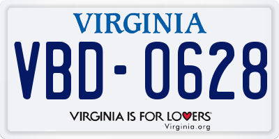 VA license plate VBD0628