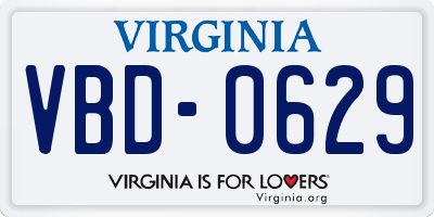 VA license plate VBD0629