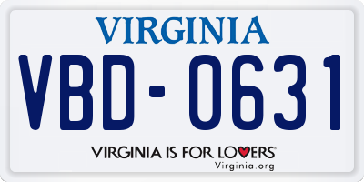 VA license plate VBD0631