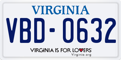 VA license plate VBD0632
