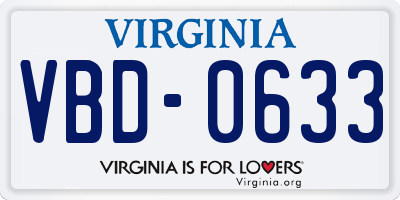 VA license plate VBD0633