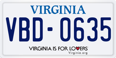 VA license plate VBD0635