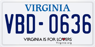 VA license plate VBD0636