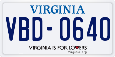 VA license plate VBD0640