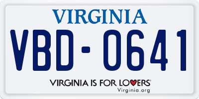 VA license plate VBD0641