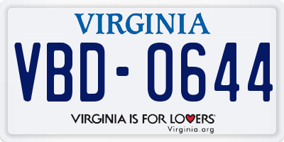VA license plate VBD0644