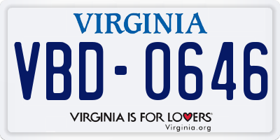 VA license plate VBD0646