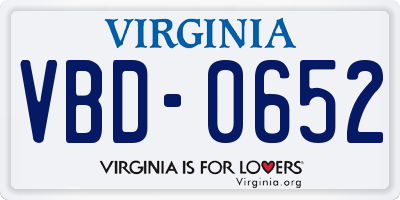 VA license plate VBD0652