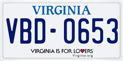 VA license plate VBD0653