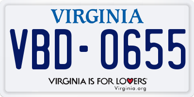 VA license plate VBD0655