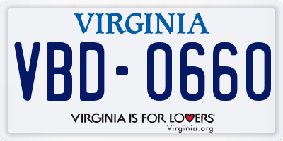 VA license plate VBD0660