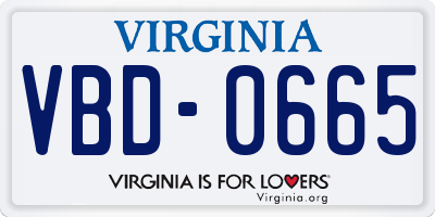 VA license plate VBD0665