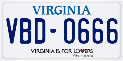 VA license plate VBD0666