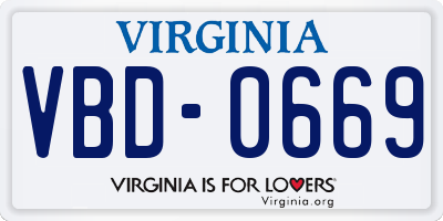 VA license plate VBD0669