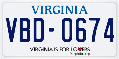 VA license plate VBD0674