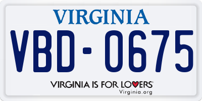 VA license plate VBD0675