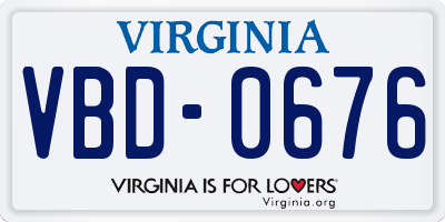 VA license plate VBD0676